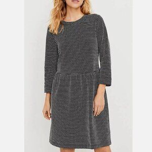 LOFT Textured Swing Dress 3/4 Sleeve Back Buttons Large P